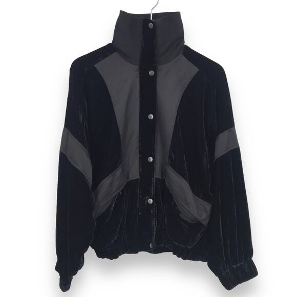 Parker Hollis Velvet Combo Jacket L Button Front Long Sleeve Pocket Paneled - Picture 1 of 8